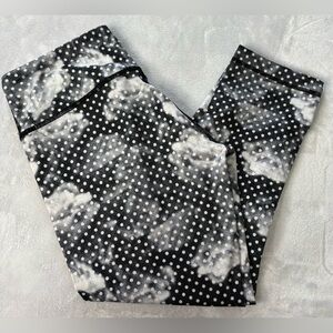 Black & White Cloud Print Leggings with Polka Dot Detail